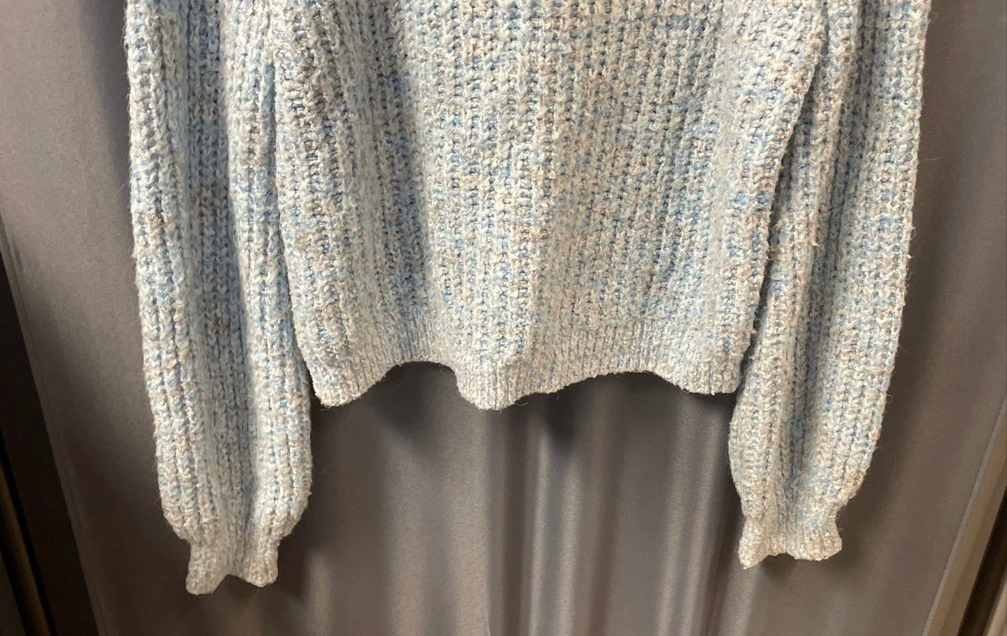 a.n.a Women's Light Blue White Mock Neck Chunky Marl Knit Sweater Sz S