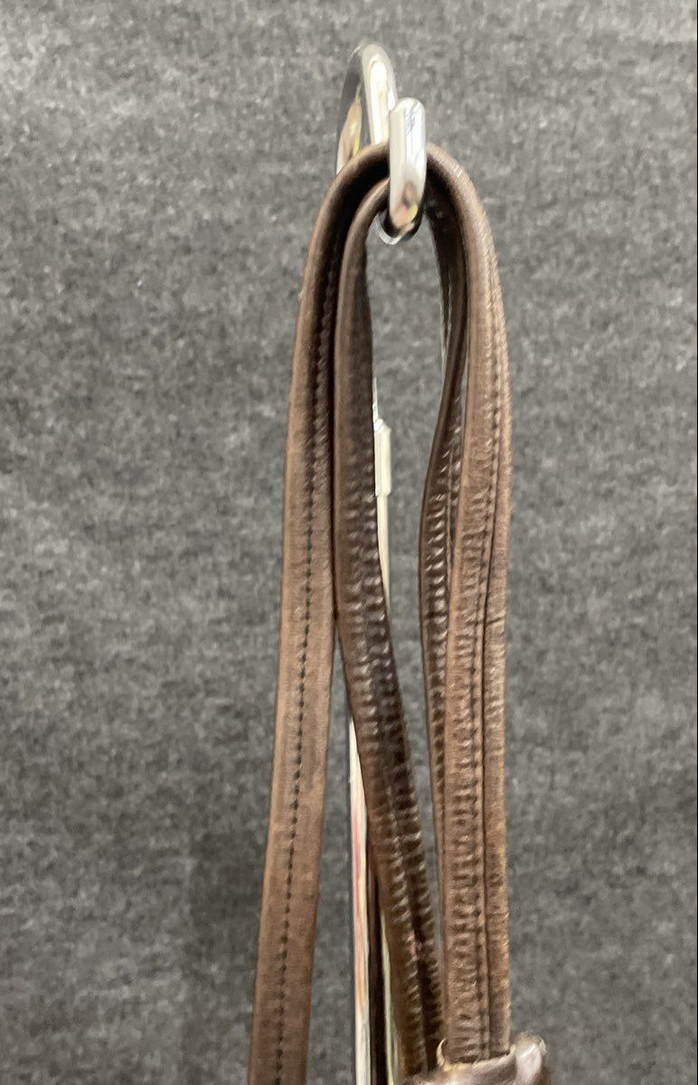 Vintage 90s Tanner West Brown Leather Teardrop Sling Crossbody Sash Bag