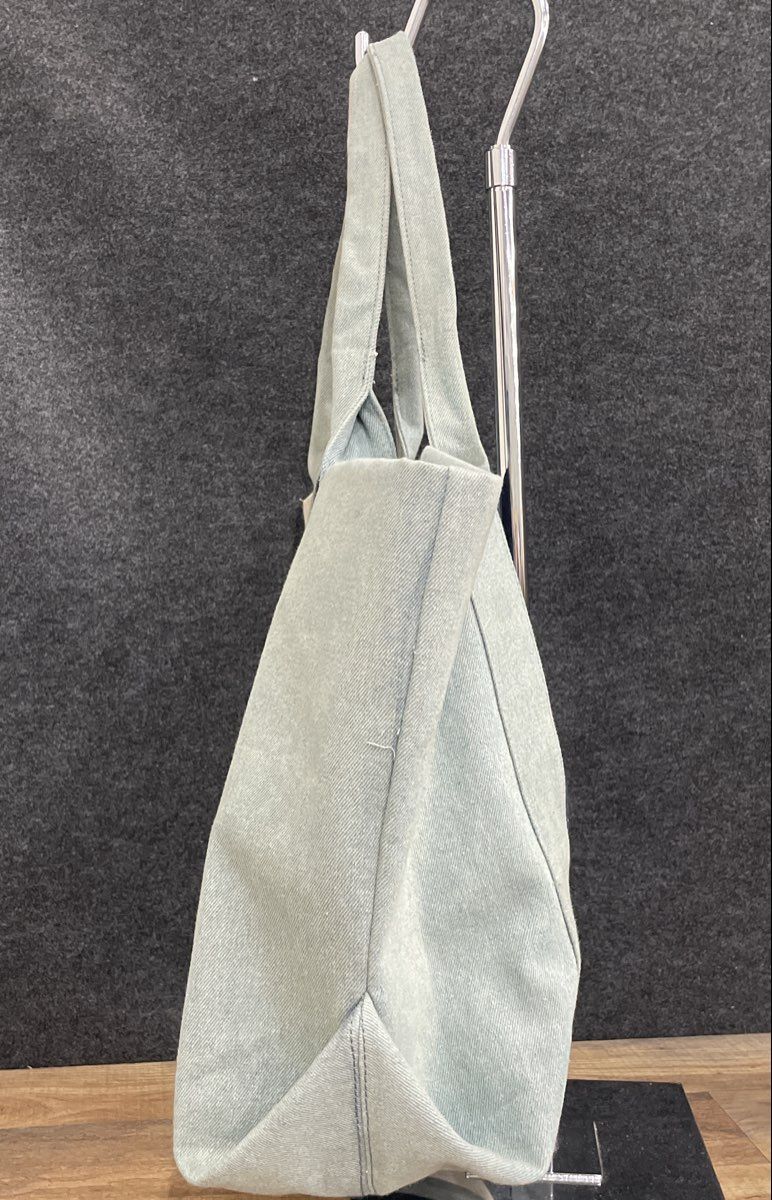 Unbranded White Blue Navy Colorblock Canvas Large Fabric Tote Bag