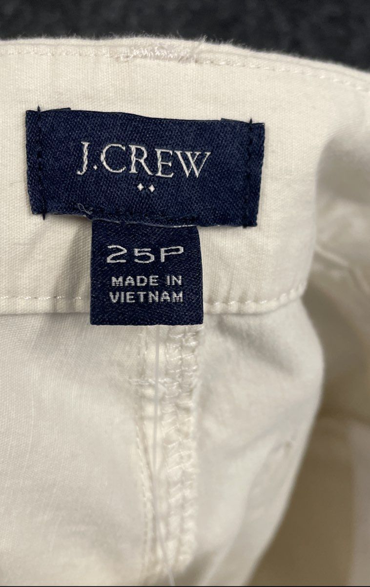 J. Crew Women's Beige Wide Leg Cotton Linen Blend Patch Pocket Pants NWT Sz 25P