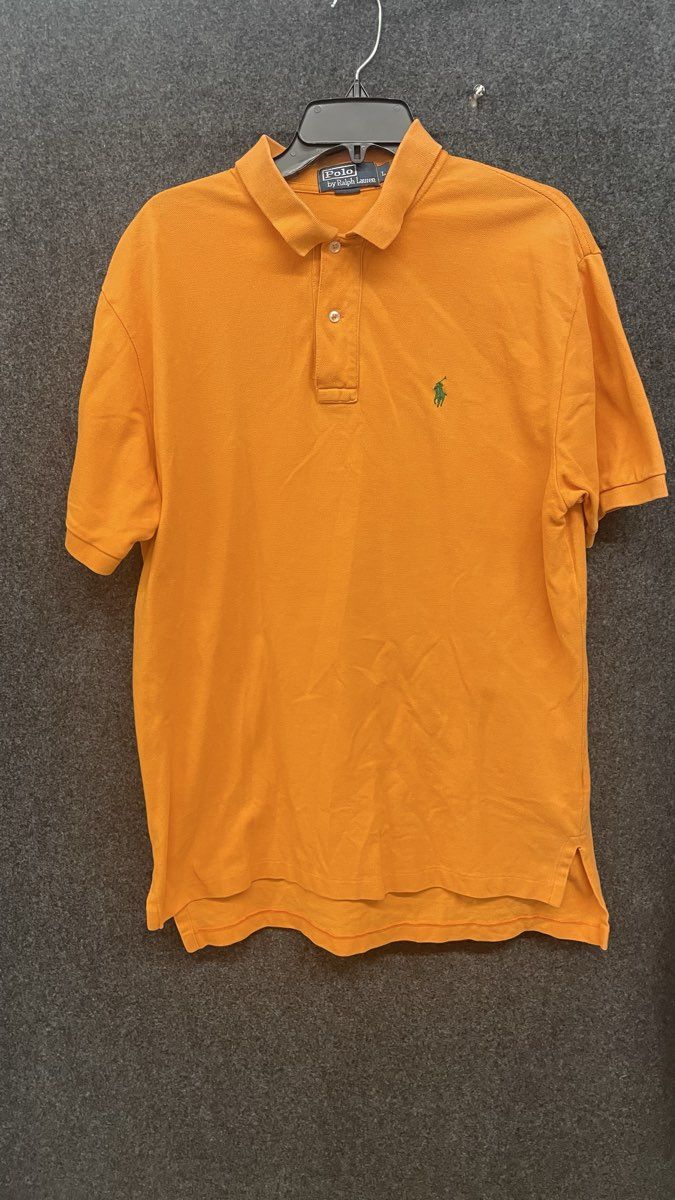 Polo Ralph Lauren Men's Orange Short Sleeve Polo Shirt Green Pony Logo Sz L
