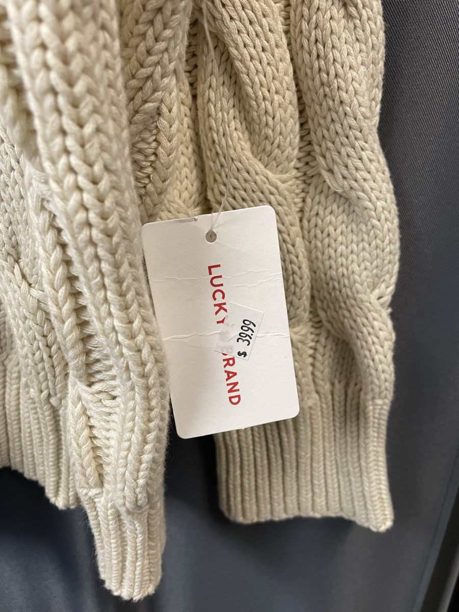Lucky Brand Women's Cream Cable-Knit Cotton Pullover Sweater XXL NWT