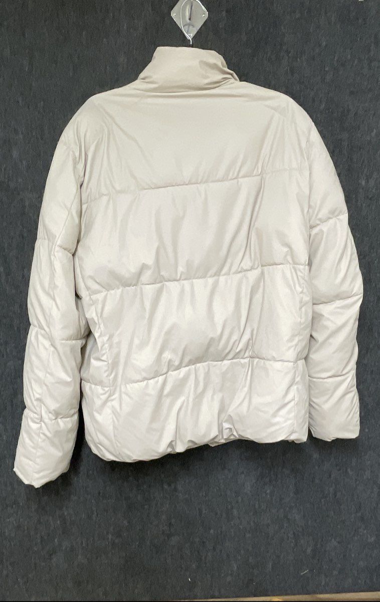 ZARA Women's Cream Off-White Quilted Funnel Neck Padded Puffer Jacket Sz L