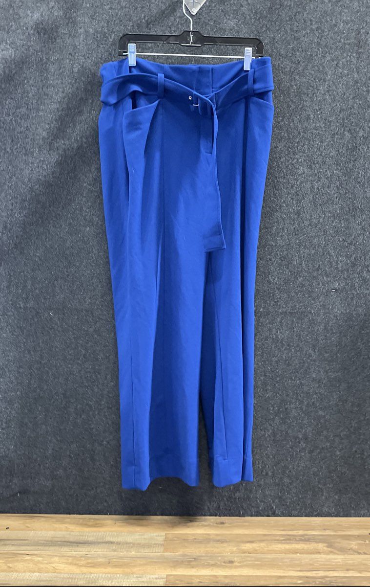 New York & Company Women's Blue 7th Avenue Wide Leg Belted Pants Sz 16P NWT