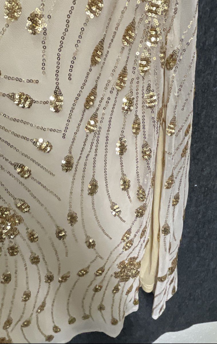 Ever Pretty Women's Gold Sequin V-Neck Sleeveless Maxi Evening Gown Size 16