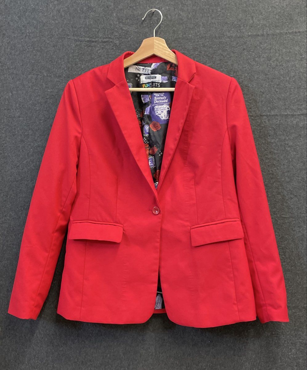 Fun Suits Women's Beetlejuice Red Blazer Strange & Unusual Quote Sz 6