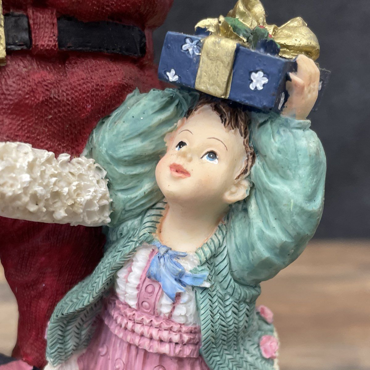 Vintage Musical Santa Claus Resin Figurine Plays "Santa Claus is Coming to Town"