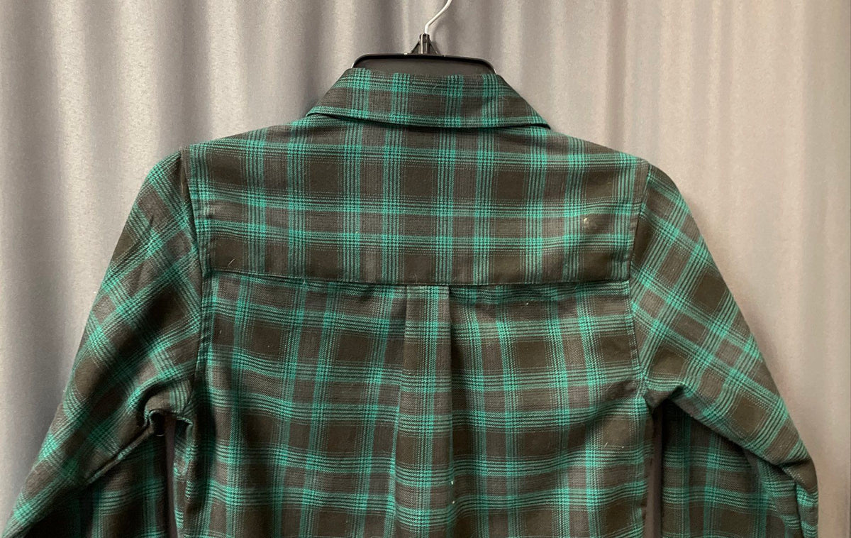 Dixxon Women's McCaffrey Green Black Plaid Flannel Snap Front Shirt Sz S