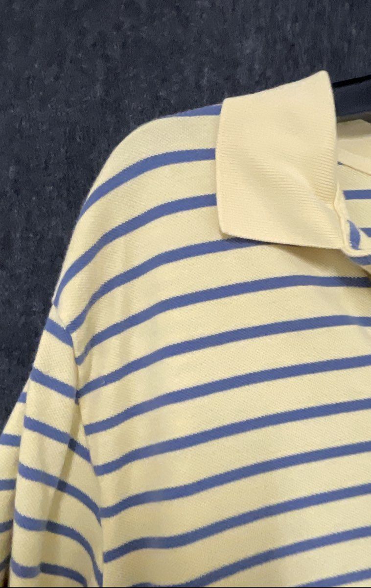 Vintage Polo Ralph Lauren Men's Yellow Blue Striped Cotton Polo Shirt Sz L