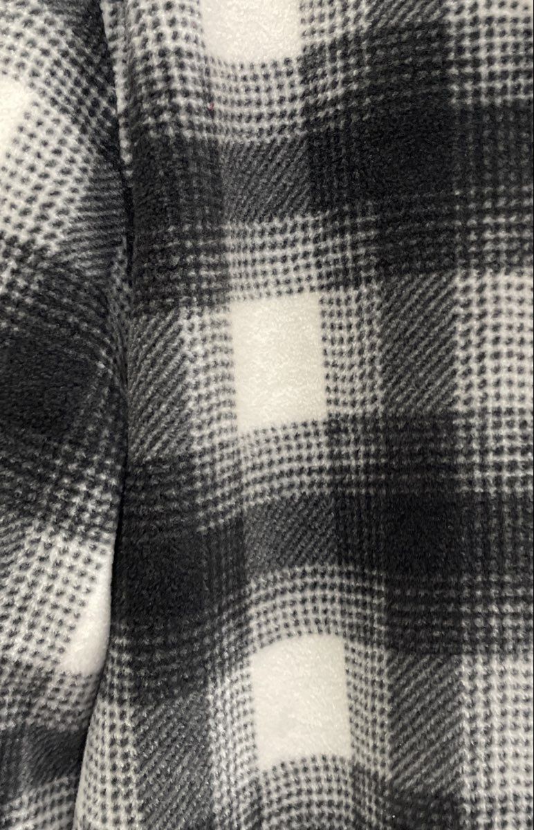 Eddie Bauer Women's White Black Plaid Microfleece Button Up Shirt Jacket Sz XL