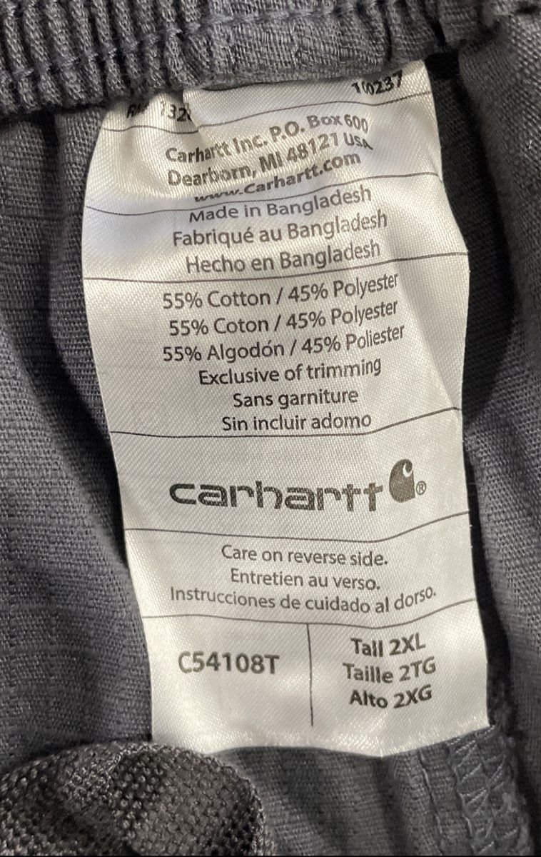 Carhartt Men's Gray Ripstop Cargo Work Pants Scrubs C54108T Size Tall 2XL