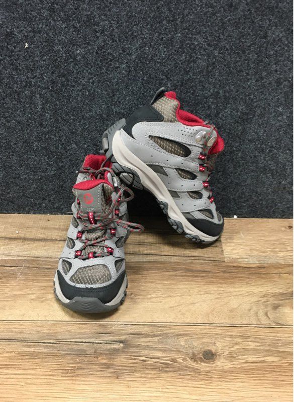 Merrell Moab FST Low Grey Black Red Kids Waterproof Hiking Boots Size 11.5W