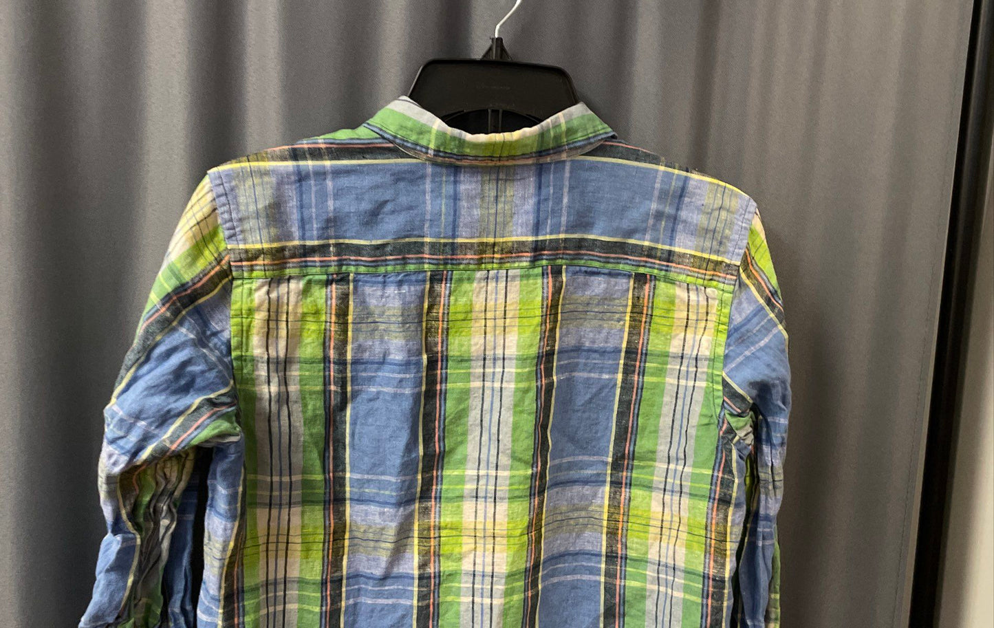 Lauren Ralph Lauren Women's Blue Green Plaid Roll Tab Sleeve Shirt Sz SP