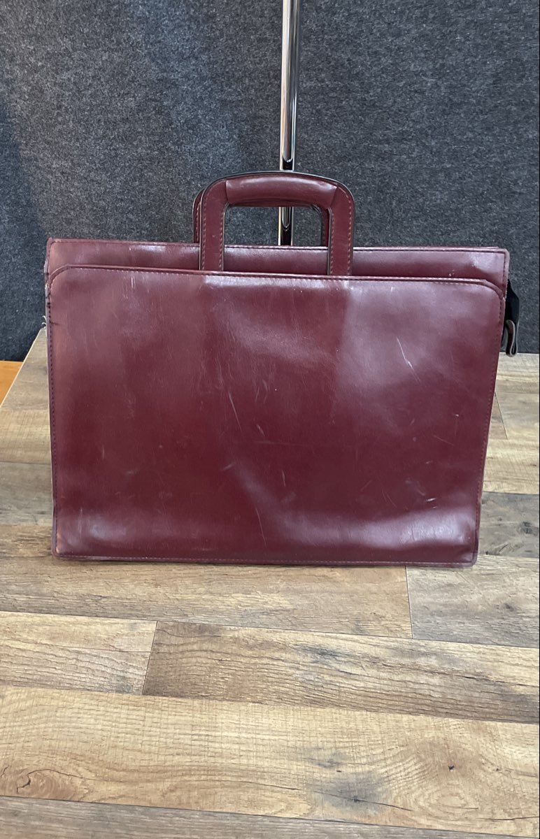 Vintage Samsill 7244 Burgundy Slim Briefcase Zippered Portfolio Handle Bag