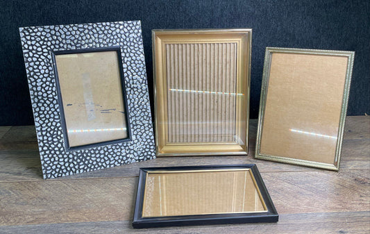 Set Of 4 Small Glass/Metal Picture Framed