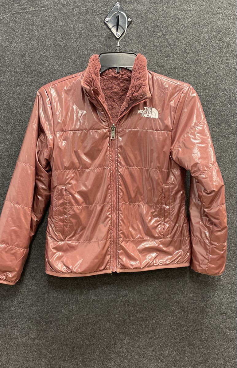 The North Face Girl's Mossbud Swirl Reversible Jacket Mauve Pink Fleece Sz M 10