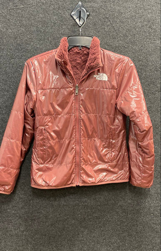 The North Face Girl's Mossbud Swirl Reversible Jacket Mauve Pink Fleece Sz M 10