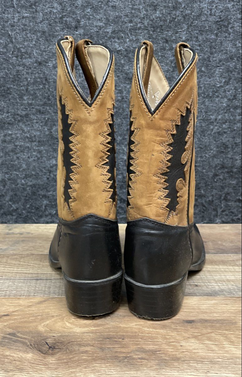 Pocono Western C-1542 Black Brown Leather Cowboy Boots Youth Size 1.5