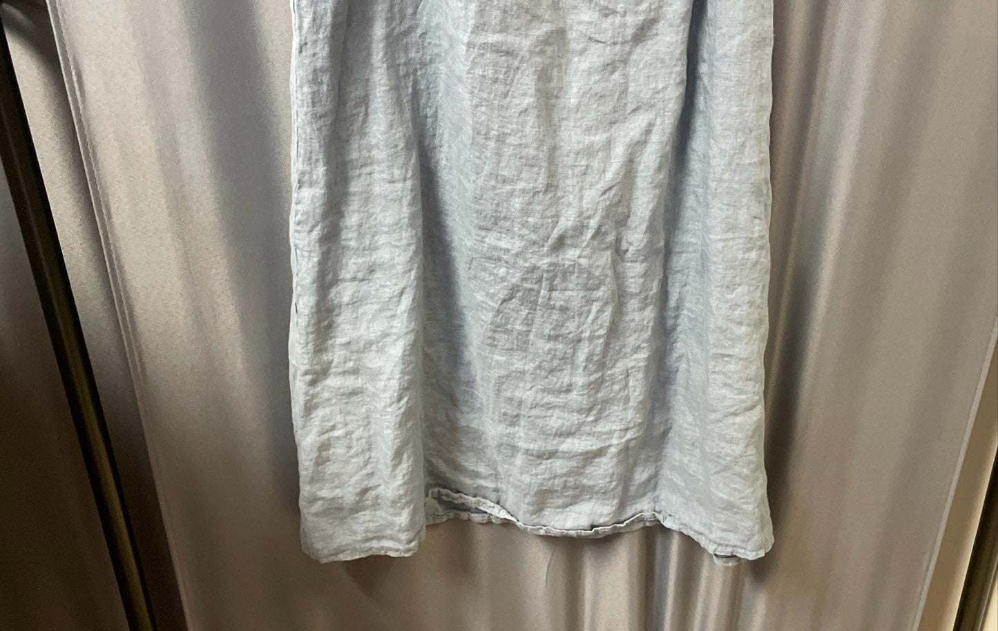 Lungo L'Arno Women's Blue 100% Linen Strap Tie Side Shift Dress Sz M Made Italy