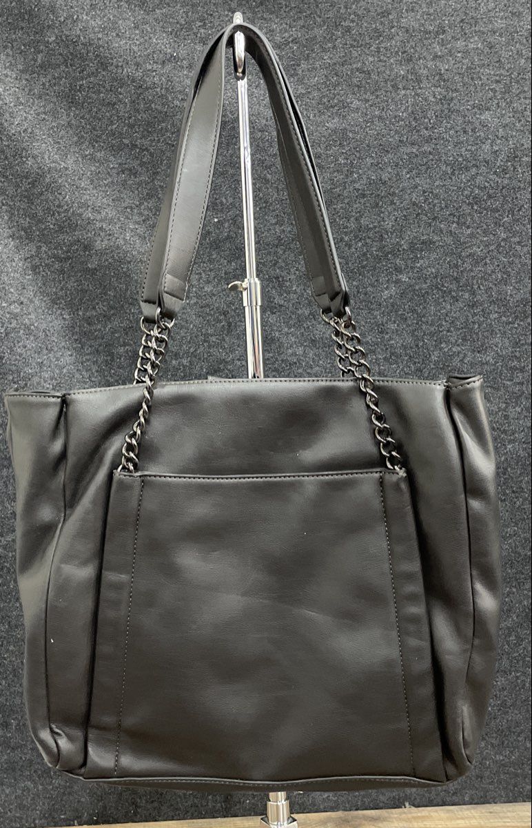 Simply Vera Vera Wang Black Floral Leather Large Tote Bag Gunmetal Hardware