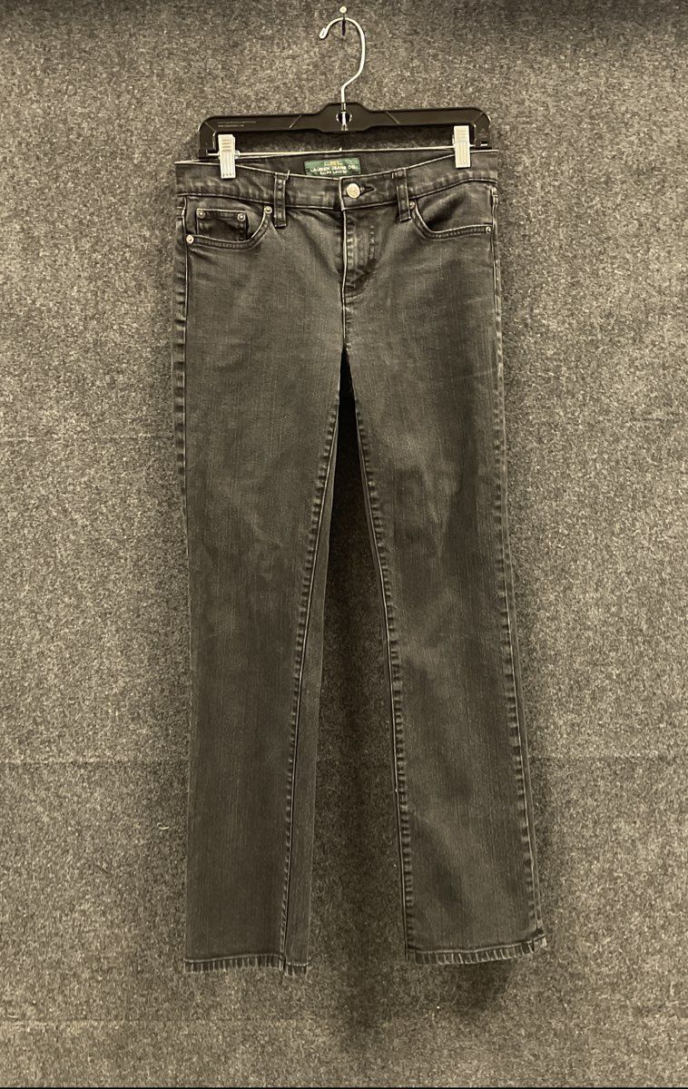 Lauren Jeans Co Ralph Lauren Women's Faded Black Straight Leg Stretch Jeans Sz 4