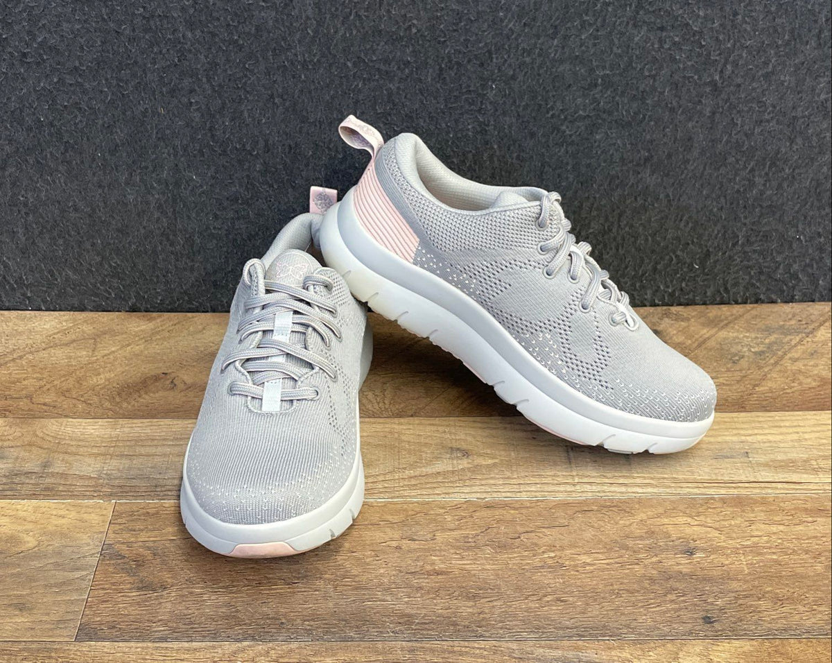 Alegria ROK n ROLL Q-Smidt Light Grey Pink Knit Sneakers Women's Size 38 US 8