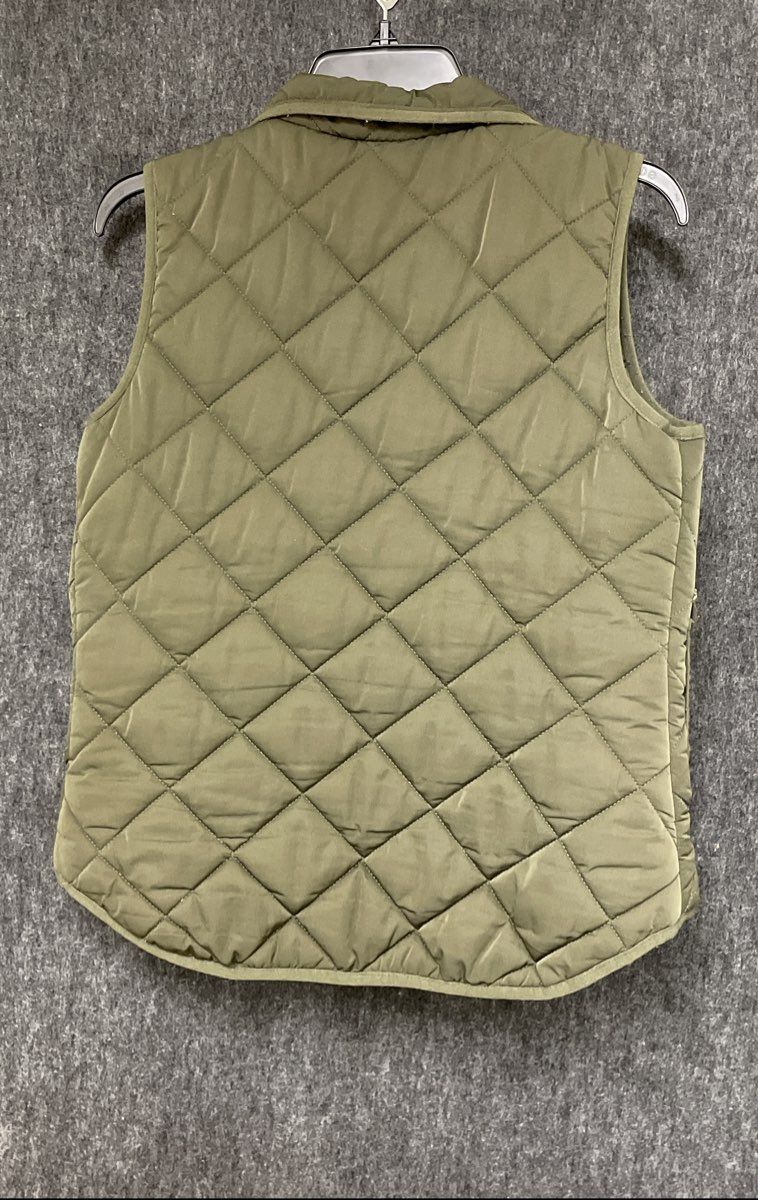 New York & Company Women's Olive Green Quilted Puffer Vest Full Zip Sz XS