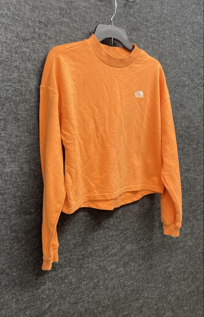 The North Face Women's Orange Cropped Long Sleeve Pullover Sweatshirt Sz XS