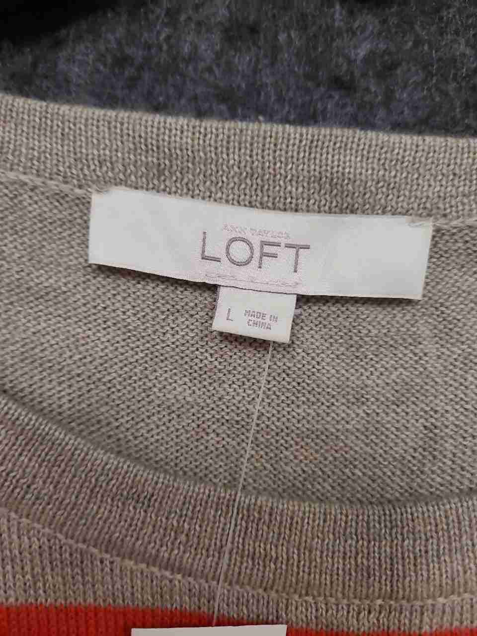 Loft Women's Orange Striped Merino Wool Blend Knit Sweater Dress NWT Sz L