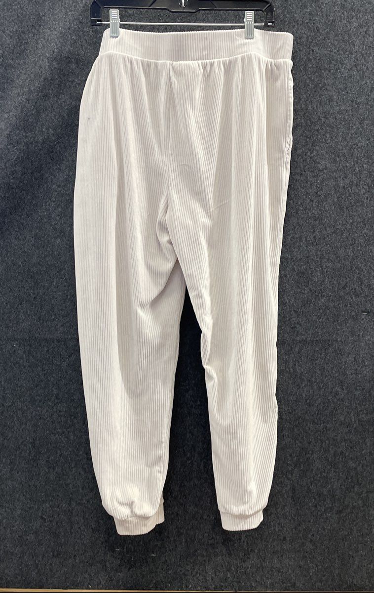 Avia Women's White Ribbed Velour Elastic Waist Jogger Pants Sz XL 16-18