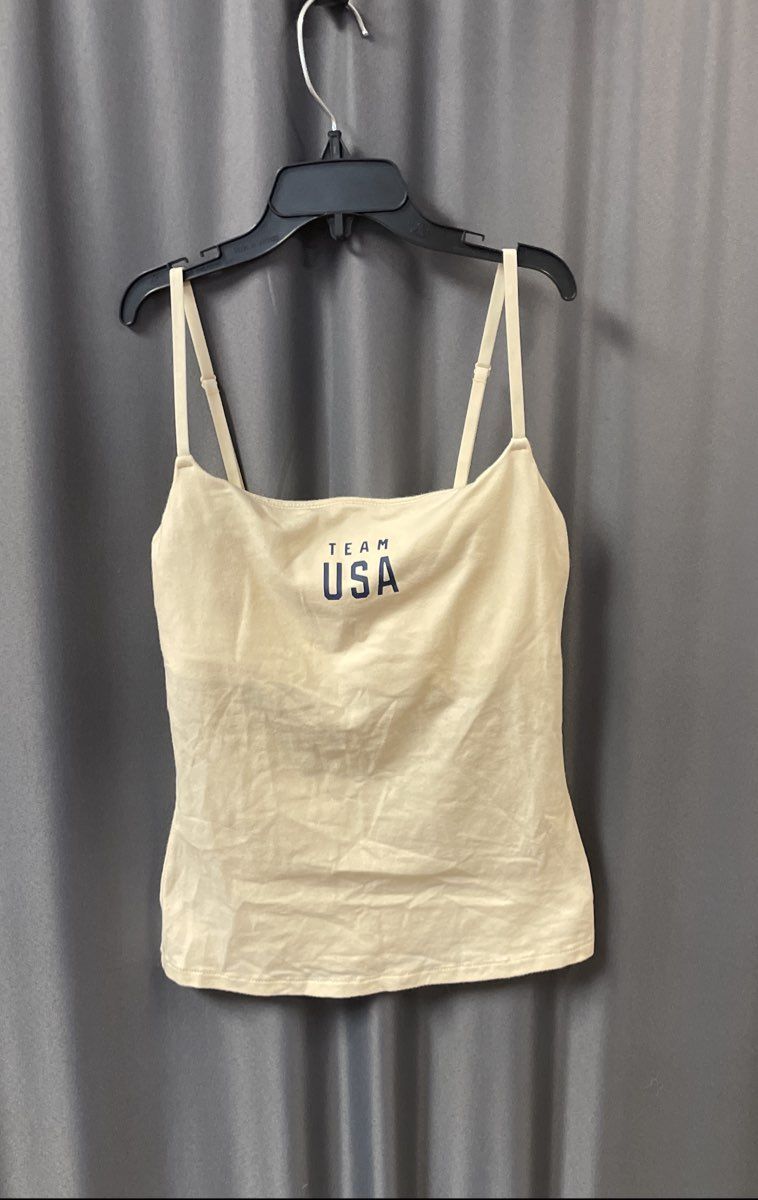 Skims Women's Team USA Cream Cotton Olympic Camisole Tank Top Sz S