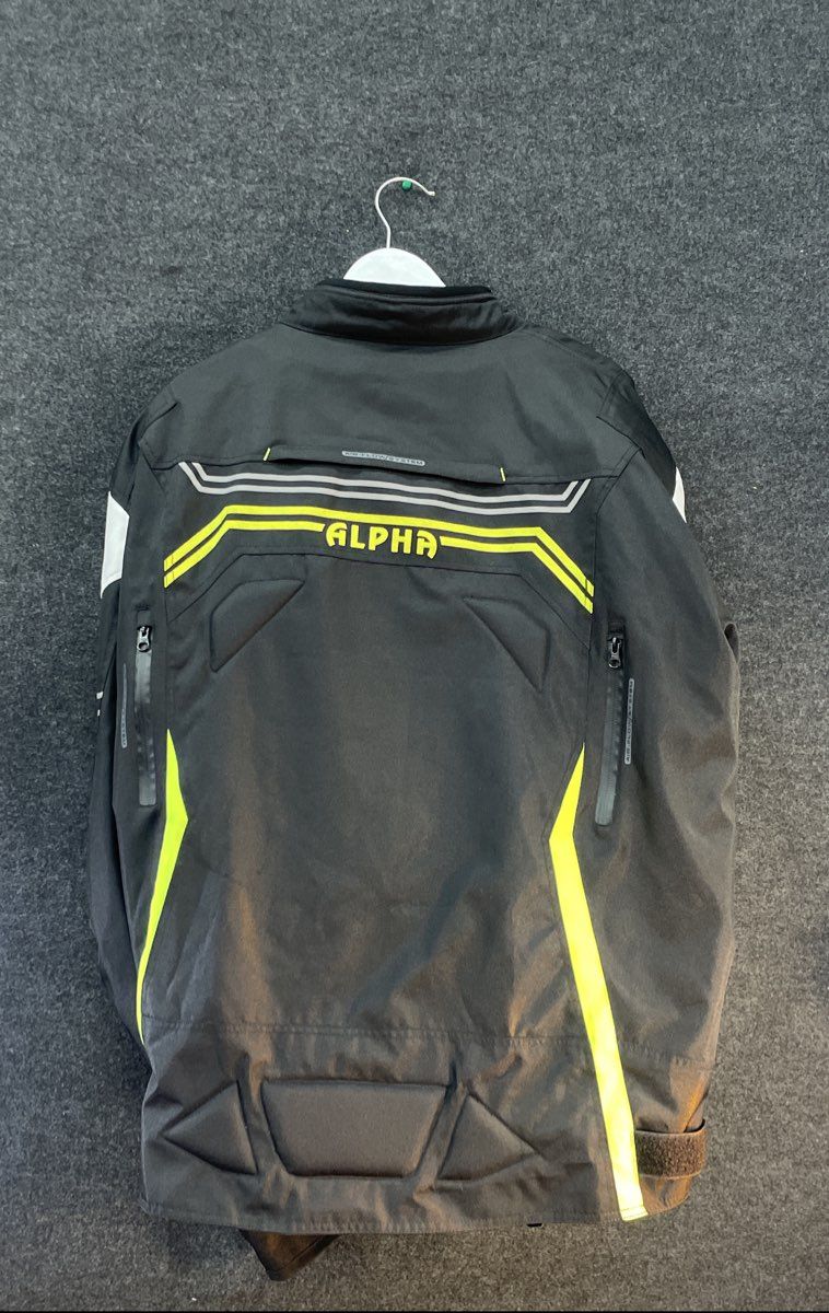 Alpha Men's Motorcycle Riding Jacket Black Yellow Sz 4XL & 1Storm Gloves Set