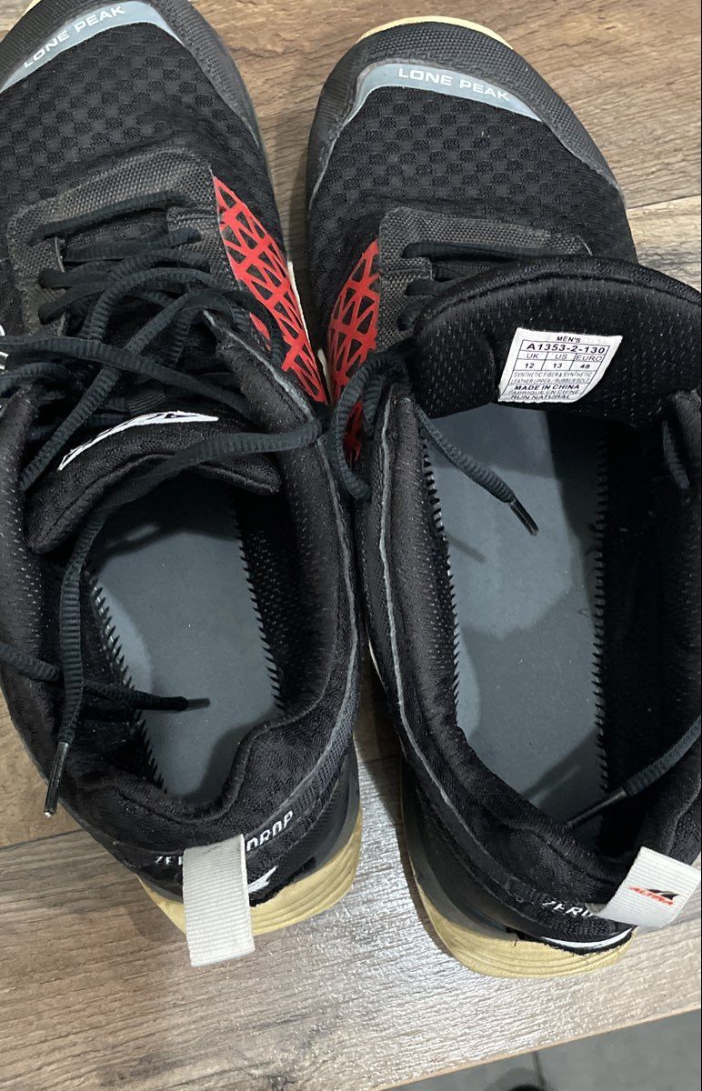Altra Lone Peak 2.0 Black Red White Trail Running Shoes Men's Size 13