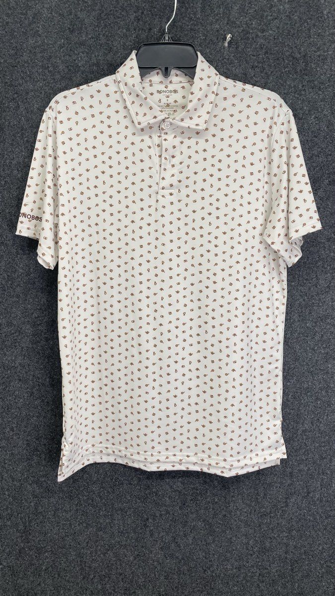Bonobos Men's White Film Camera Recorder Print Slim Fit Polo Shirt Sz S