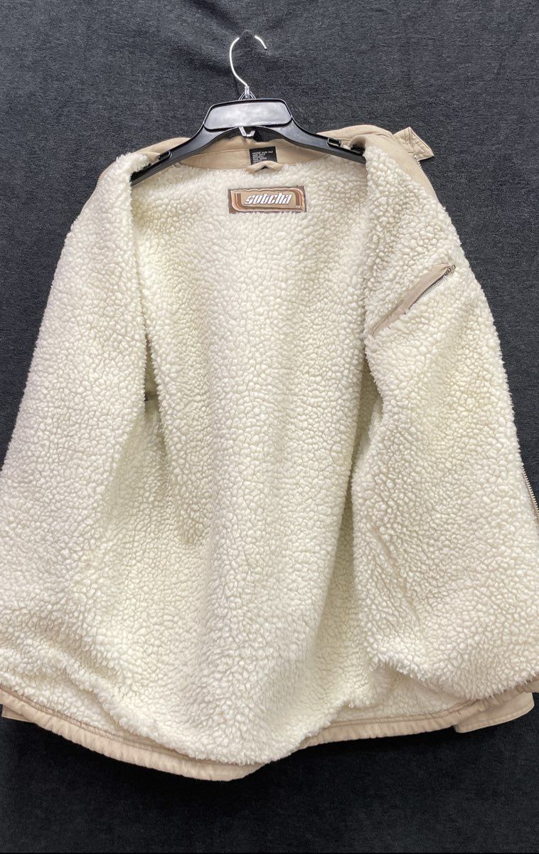 Vintage 90s Gotcha Men's Beige Sherpa Lined Cotton Canvas Workwear Jacket Sz M
