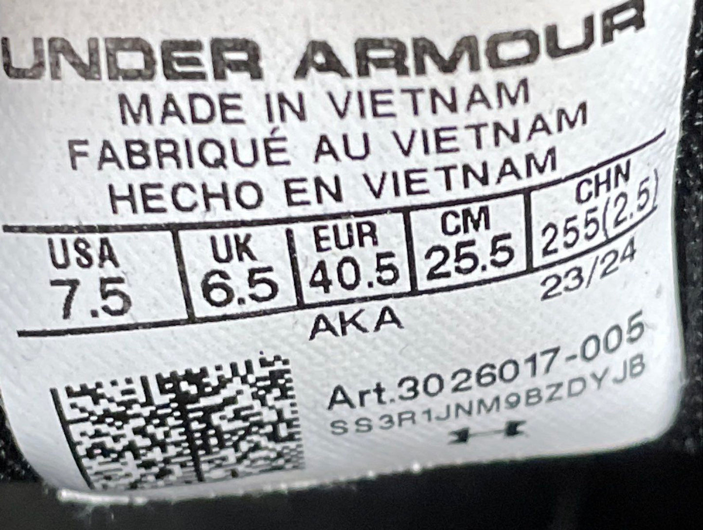 Under Armour Charged Commit TR 4 Black Training Sneakers Size 7.5