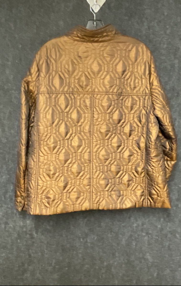 Lands' End Women's Metallic Bronze Quilted Full-Zip Jacket Sz 1X
