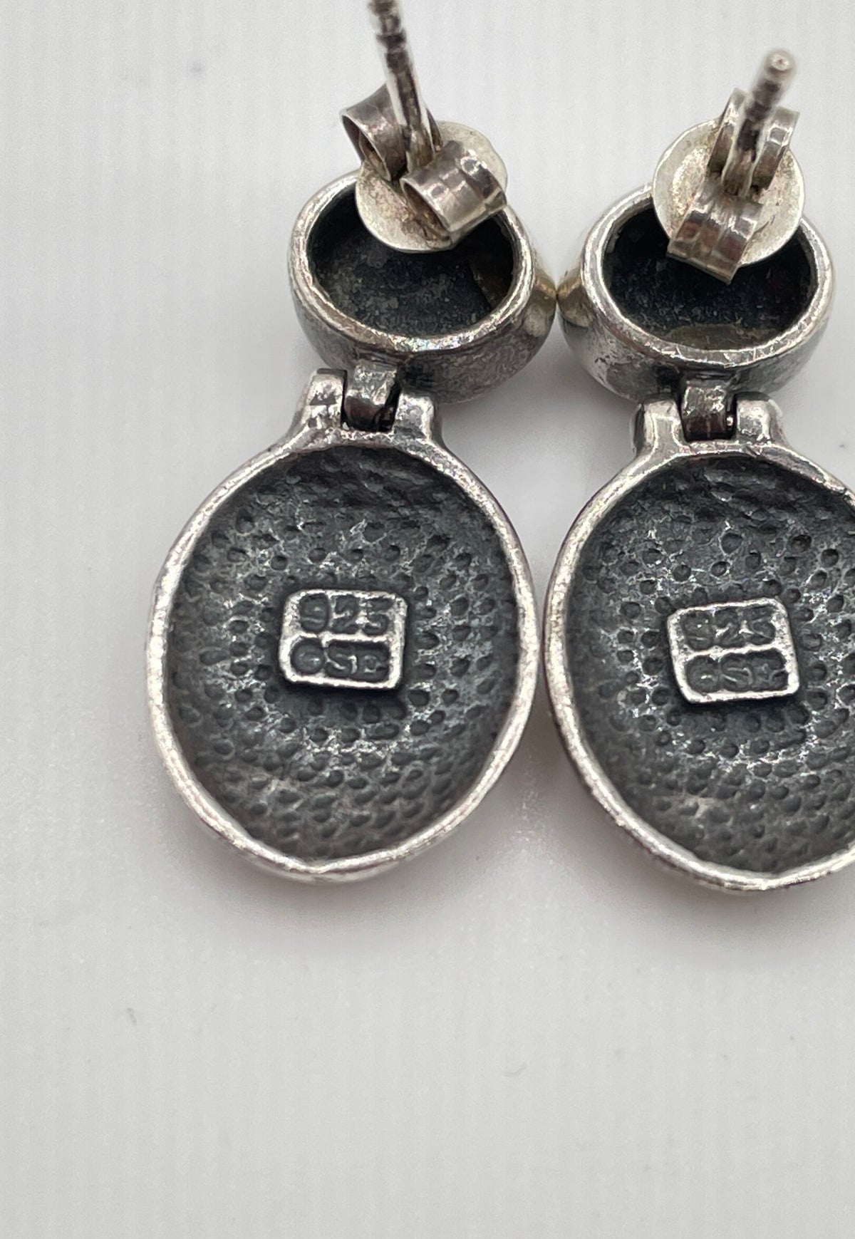 925 Sterling Silver Black Onyx Filigree Drop Earrings 5.4g