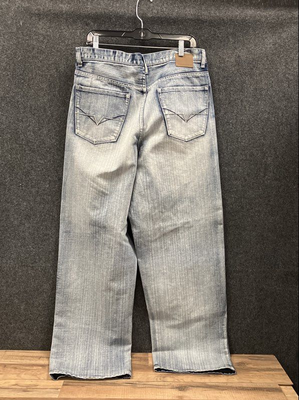 Vintage Y2K Brooklyn Express Men's Light Wash Wide Leg Baggy Jeans Size 34x34