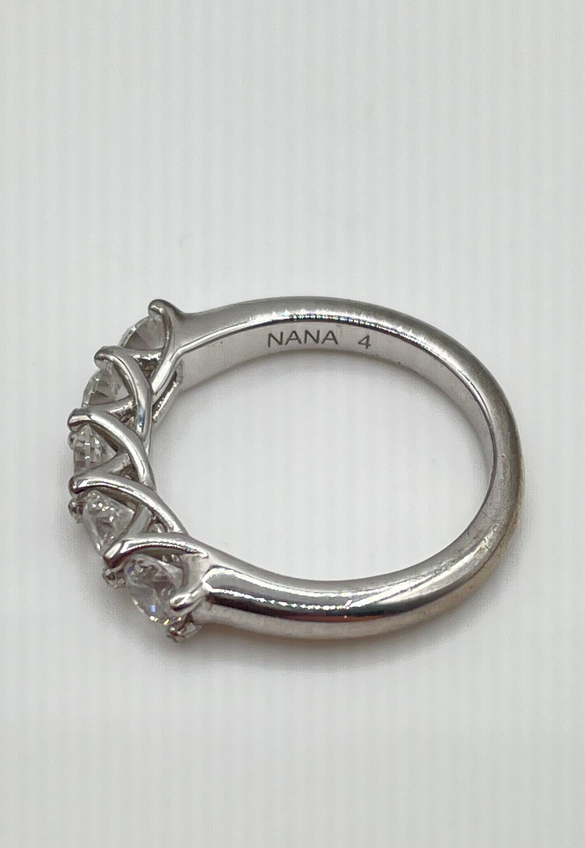 NANA Jewels 925 Sterling Silver Lucita 5-Stone CZ Anniversary Band Ring 2.7g