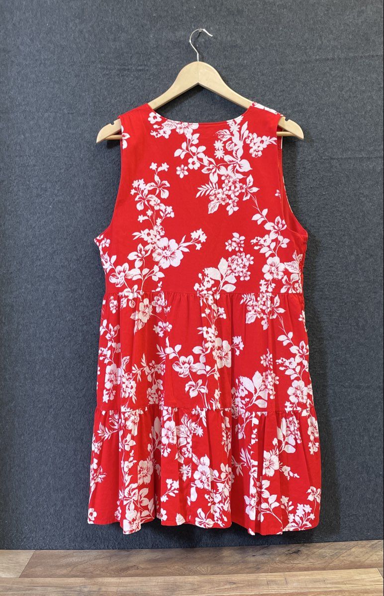 Lauren Conrad Women's Red Floral Ruffled Mini Dress Sleeveless V-Neck Size L
