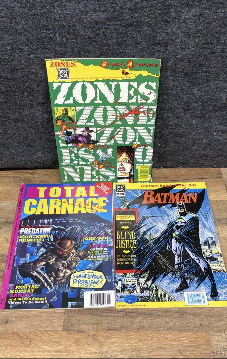 Batman Blind Justice Predator Total Carnage + 3 Vintage Comic Magazine Lot DC