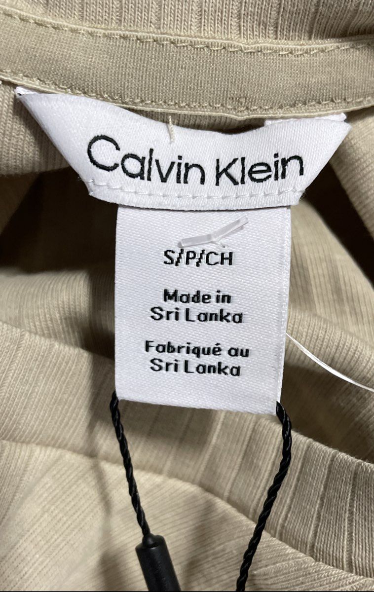 Calvin Klein Men's Beige Ribbed Crewneck T-Shirt White Pepper Sz S NWT