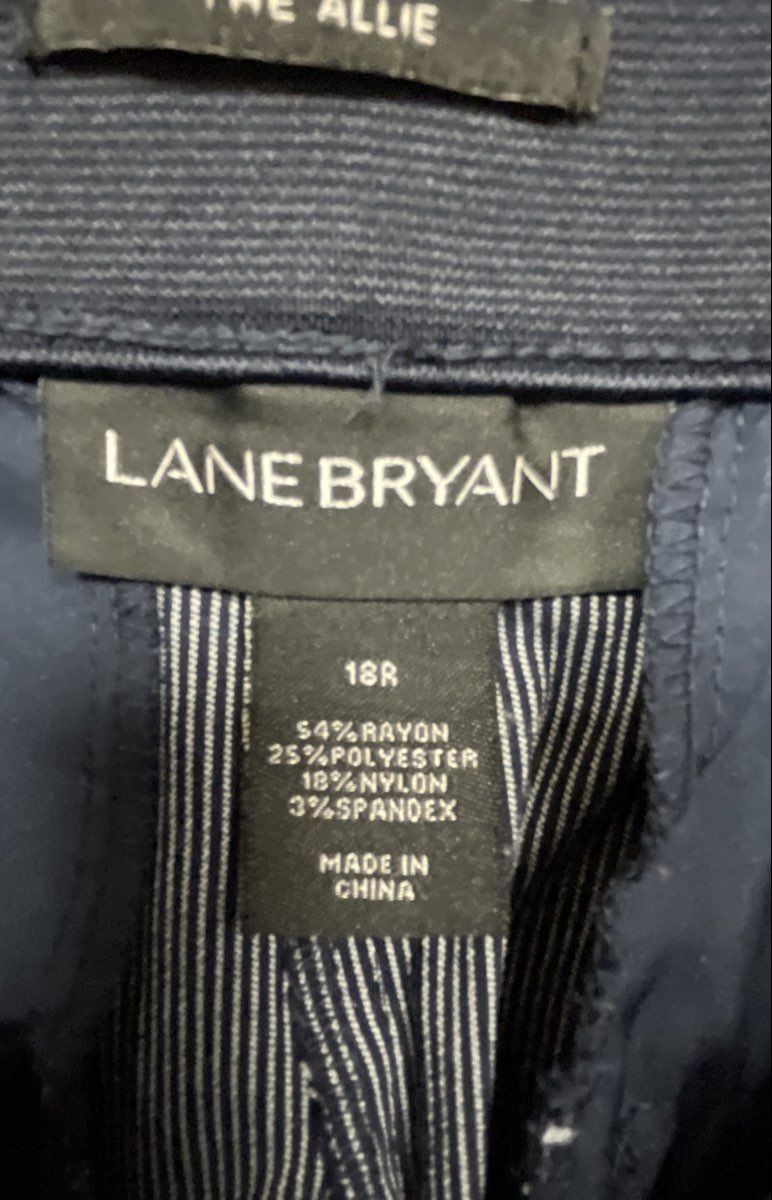 Lane Bryant Women's The Allie Straight Leg Trousers Blue Textured Size 18R