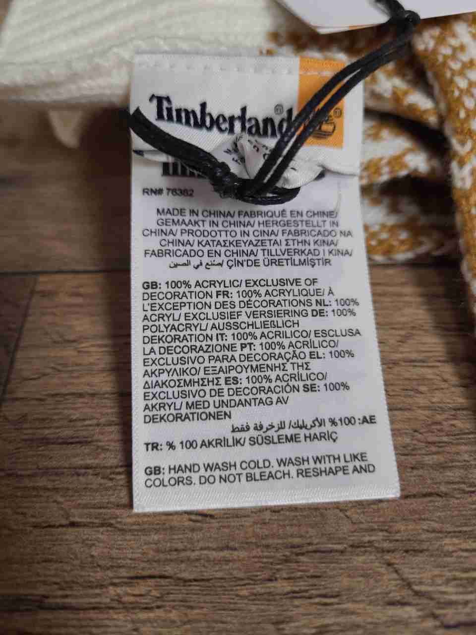 Timberland Unisex Plaid Knit Scarf Mustard White Checkered NWT