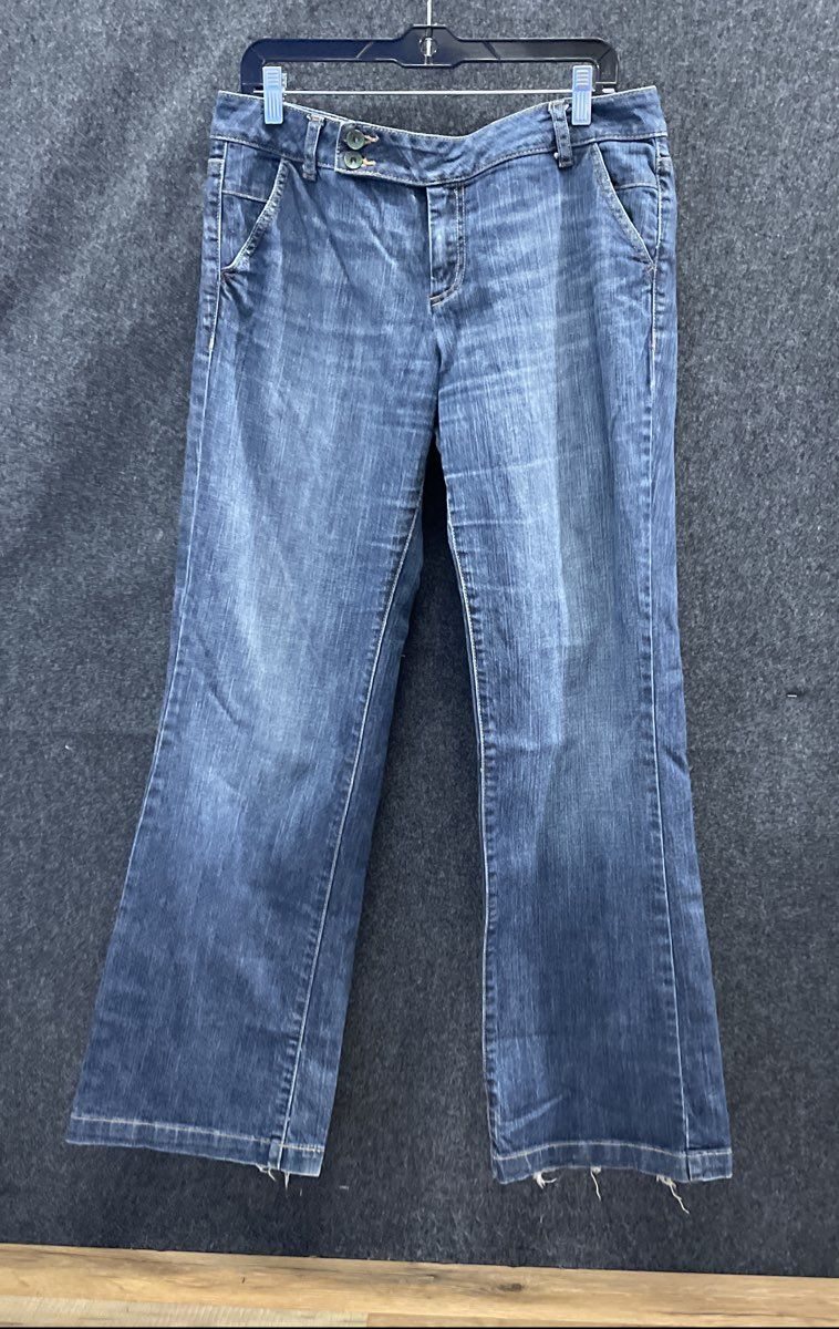 DKNY Jeans Women's Blue Double Button Medium Wash Trouser Style Denim Sz 12