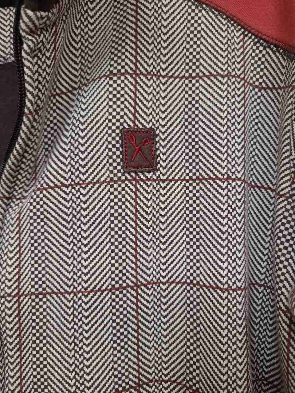 Marc Ecko Cut & Sew Men's Brown Herringbone Check Full Zip Track Jacket Sz S