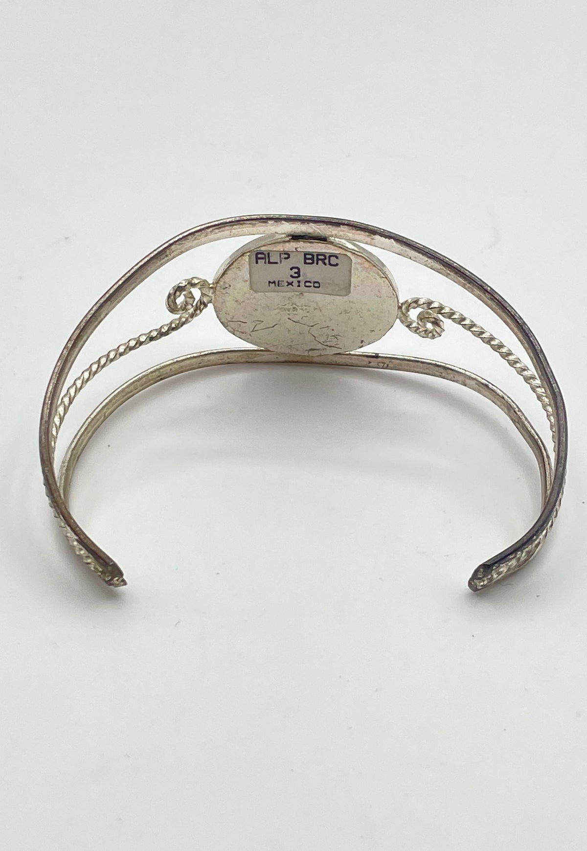 Alpaca Silver Abalone MOP Inlay Black Onyx Cuff Bracelet Mexico Marked 12.7g