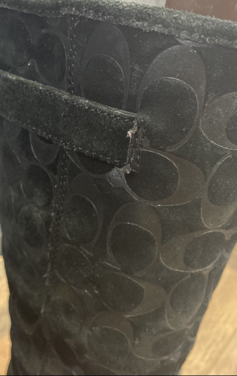 Coach Signature Monogram Black Suede Mid-Calf Women's Boots