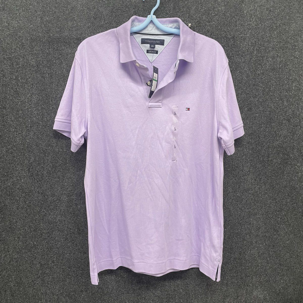 Tommy Hilfiger Men's Purple Lavender Custom Fit Cotton Polo Shirt NWT Sz L